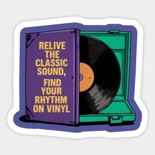 Disco de vinilo vintage, 'Revive el sonido clásico, encuentra tu ritmo en vinilo' Sticker